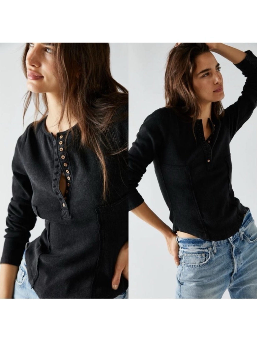 NEW FREE PEOPLE We the Free Mareea Womens Henley size medium​​​​